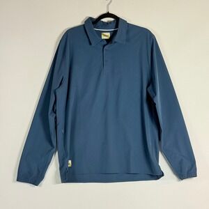 Tracksmith New England Mens  XL Polo Shirt Blue Long Sleeve Athletic Performance